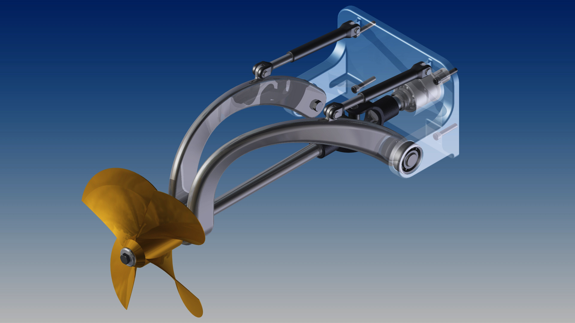 船舶推进机构3D图纸 艉机三维建模 STEP格式